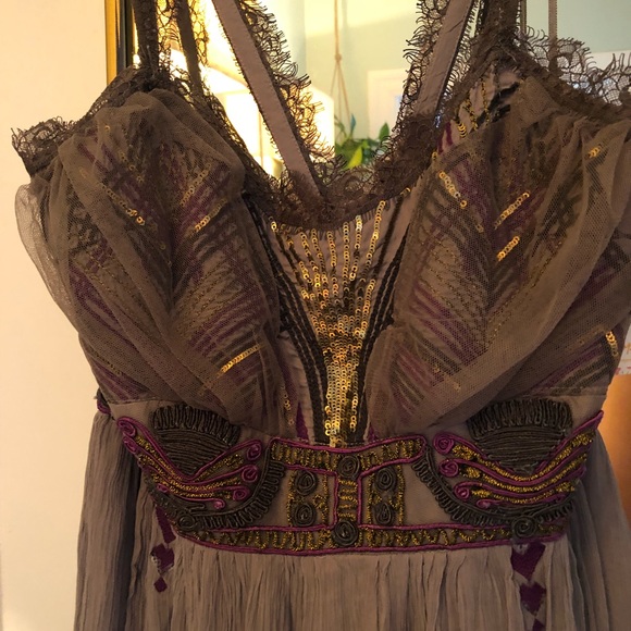 SOLD Free People Artemis Goddess Dress Gray Combo - Picture 5 of 6